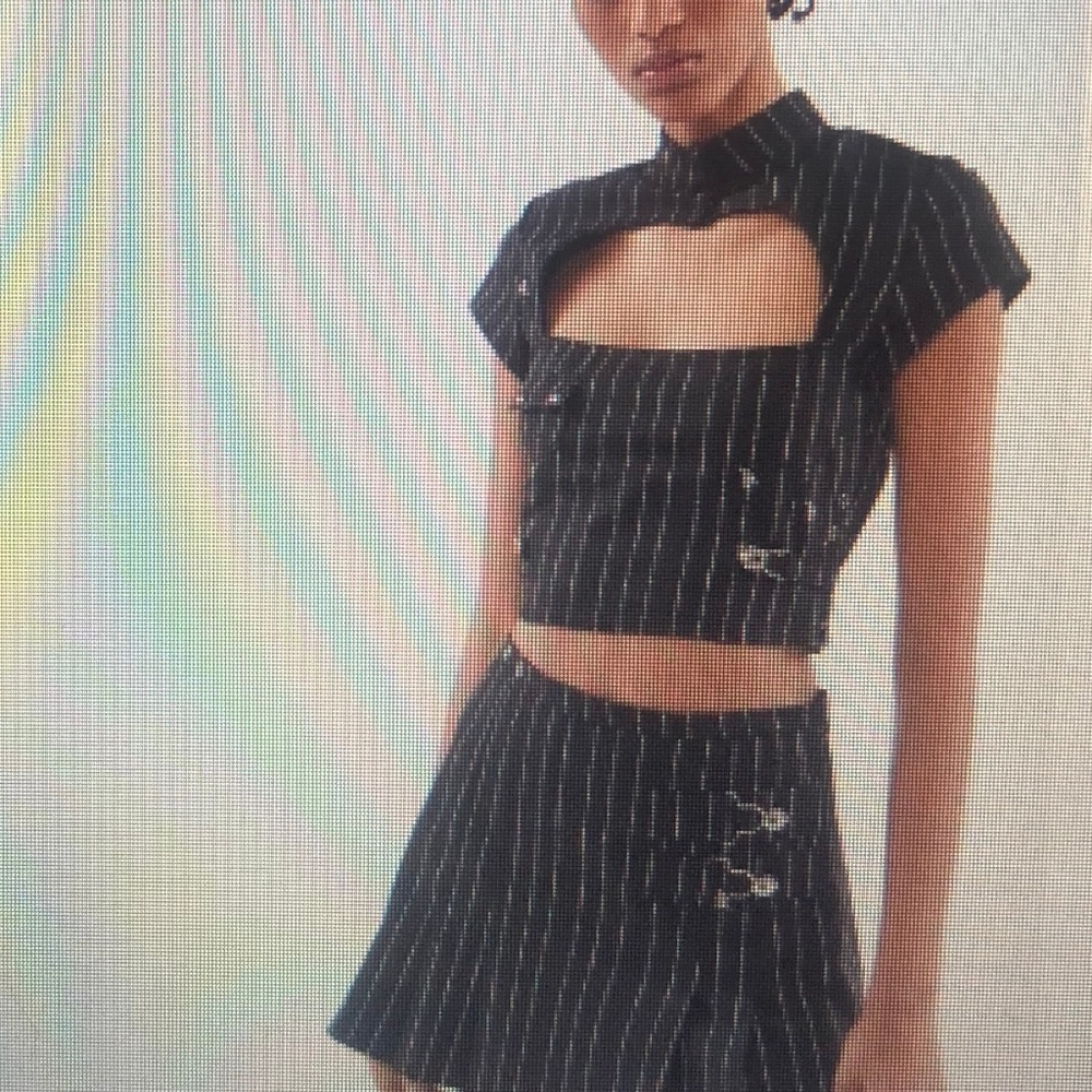 COPY - I.AM.GIA Heather Pinstripe Pleated Skirt, …